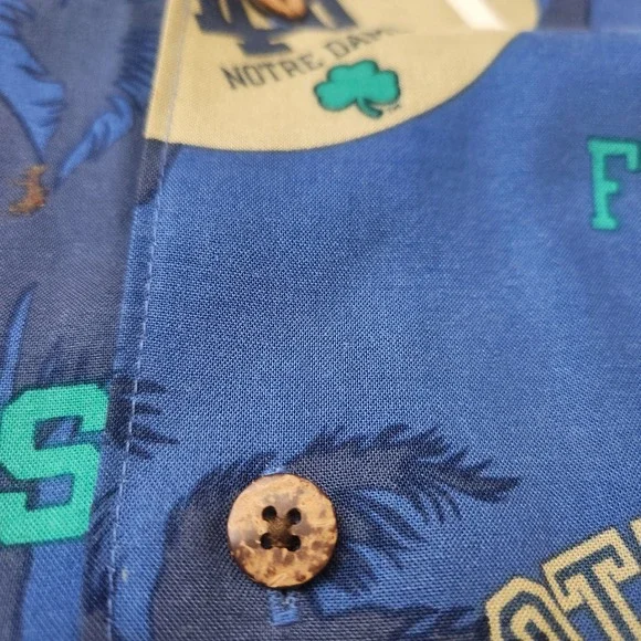 Reyn Spooner Sports Blue Shirt Size XXL University of Norte Dame Football Irish - Picture 10 of 16